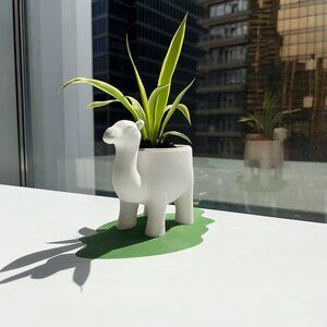 3D Printed Camel Planter – Cute Animal Pot with Grass Base | Succulent Holder